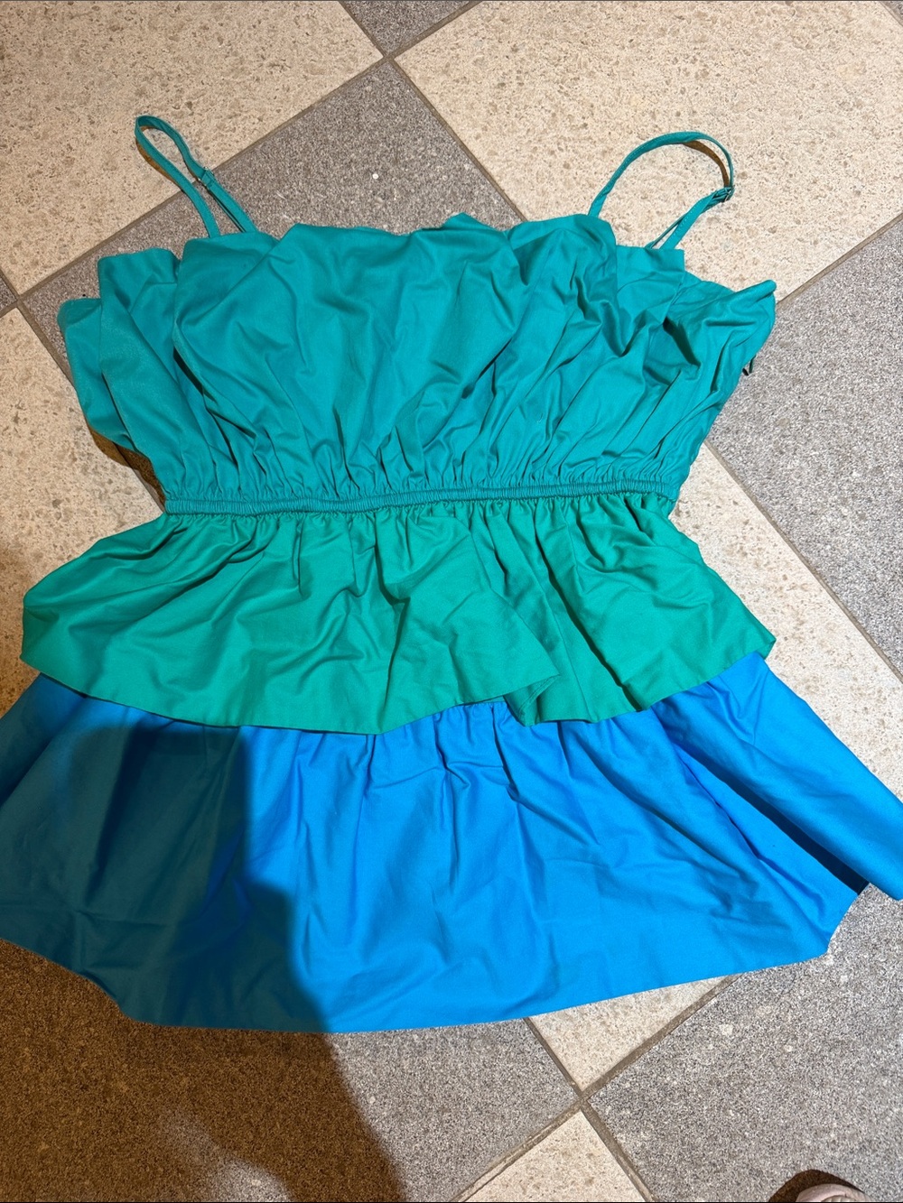 Milly Teal and Bright Blue Tiered Spaghetti Strap Tank